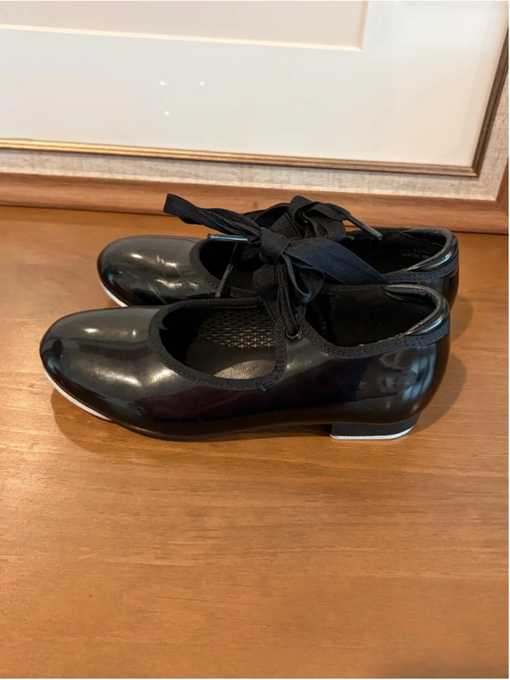 Girls Black Patent Leather Tap Shoes Size 10C Dance Class Mary Jane Style